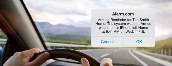 TELSCO Connect Security System Arming Reminder Interface
